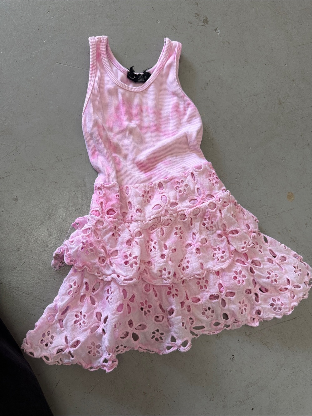 Flowers by Zoe Pink Eyelet Tiered Tank Dress